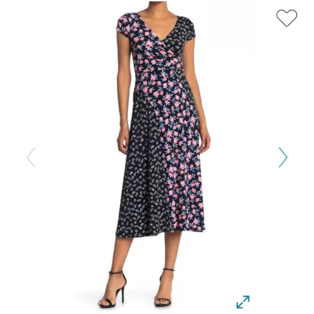 Maggie London Mixed Print Midi Dress - Picture 1 of 4